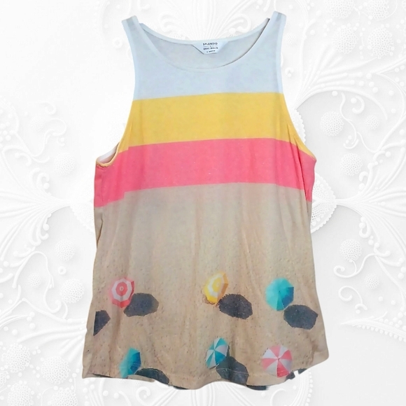 Splendid X Gray Malin Beach Scene Tank Top Size Small - Picture 2 of 5